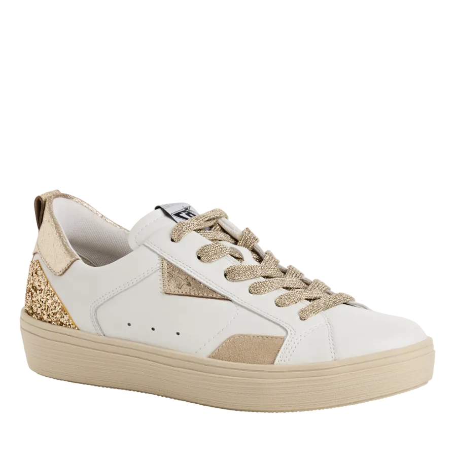 Tamaris women's gold lace-up trainer
