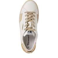 Tamaris women's gold lace-up trainer