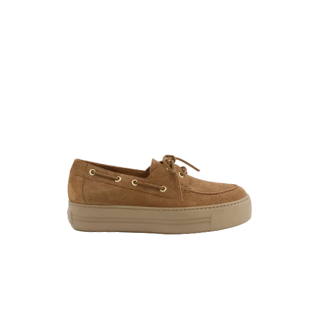 Paul Green Womens Boat Shoe 1197 Soft Suede Nut