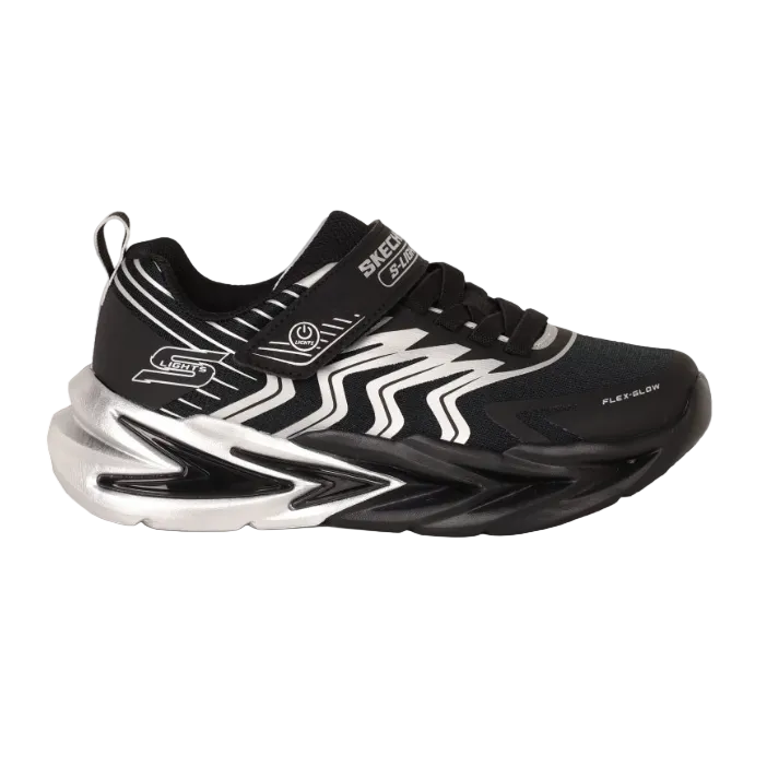 Skechers S-Lights boys' black and silver light-up trainers