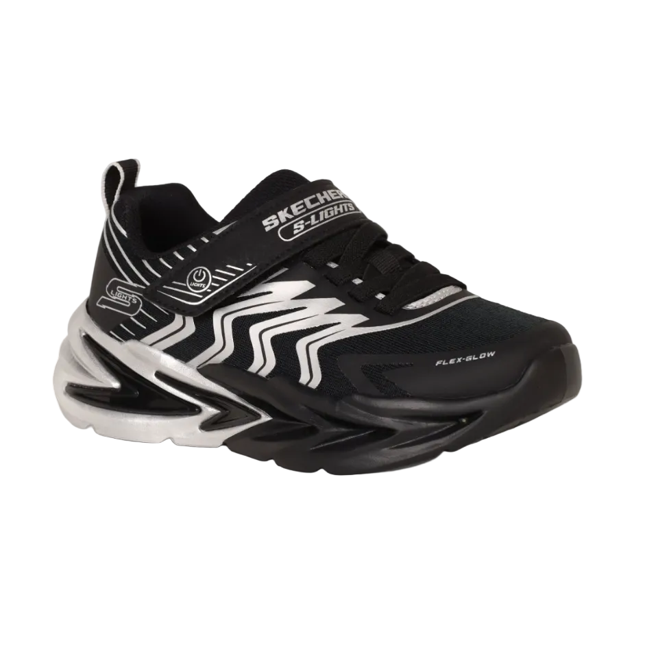 Skechers S-Lights boys' black and silver light-up trainers