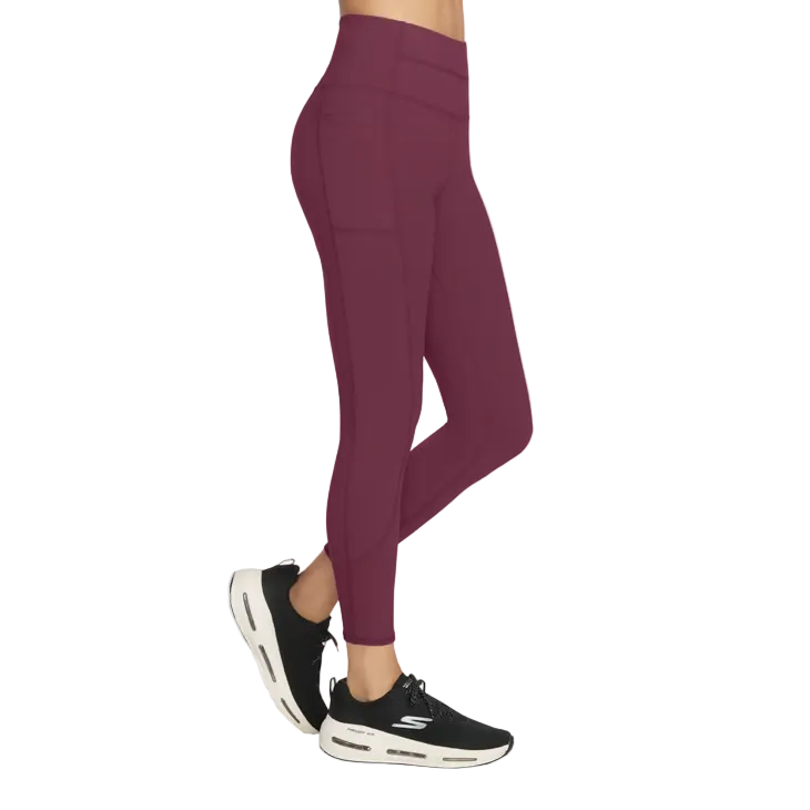 Skechers Womens Legging Go Walk High Waisted 7/8 Burgundy