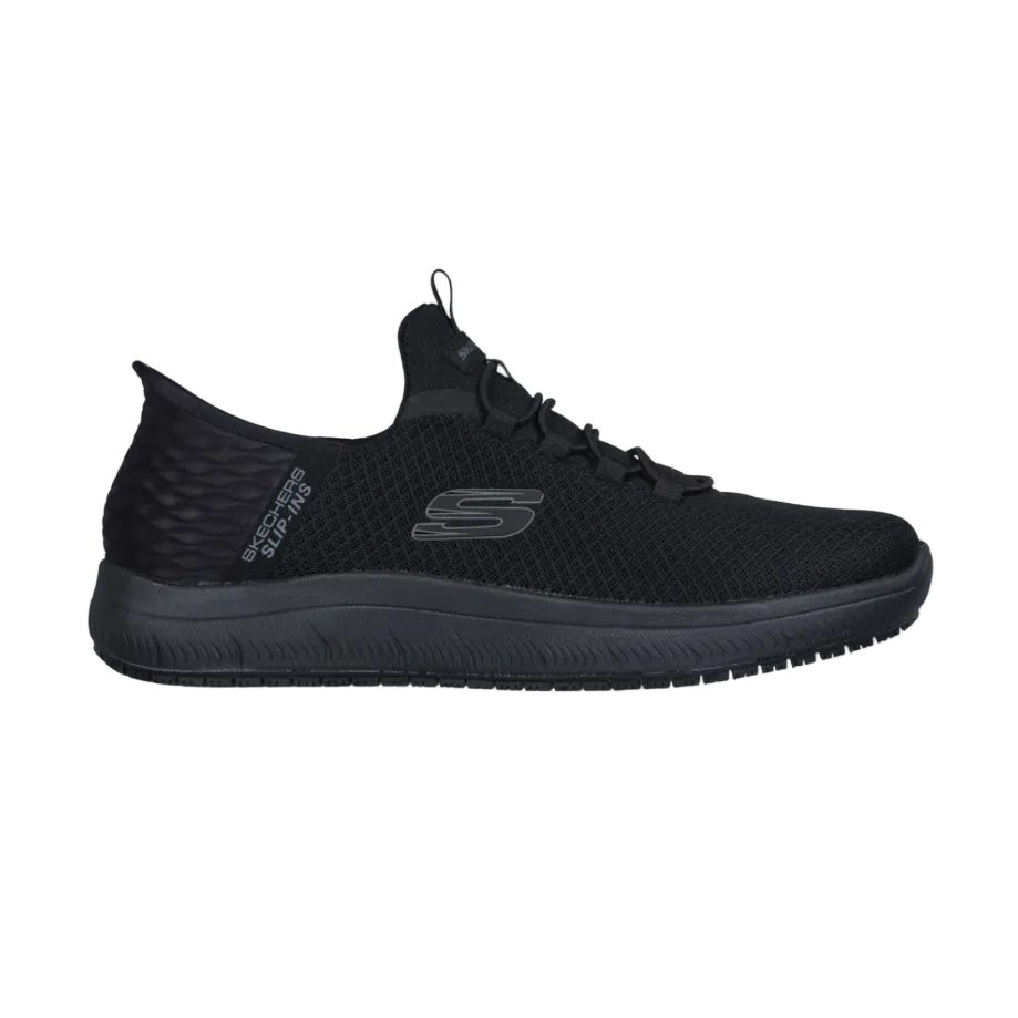 Skechers men's black slip-on work shoe