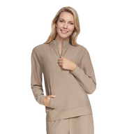 Skechers Womens 1/4 Zip Go Luxe Rib Taupe