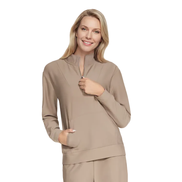 Skechers Womens 1/4 Zip Go Luxe Rib Taupe