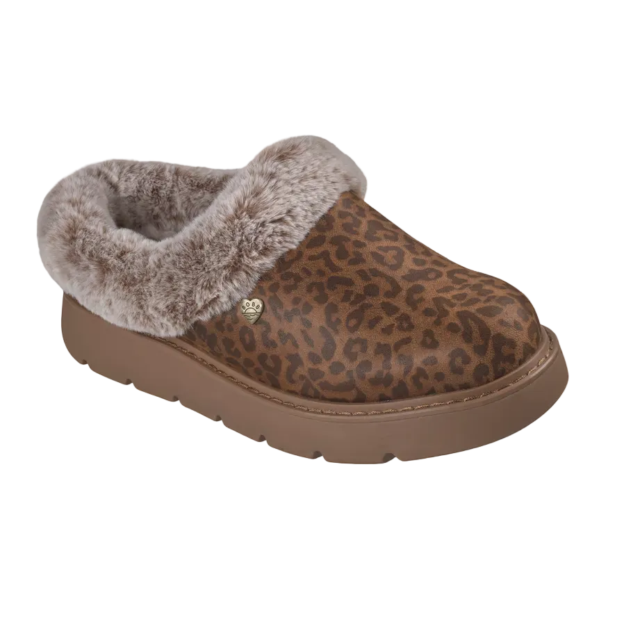 Skechers BOBS Keepsakes women's leopard print faux fur lined slippers