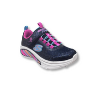 Skechers S-Lights girls' navy light-up trainers with pink and turquoise accents