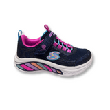 Skechers S-Lights girls' navy light-up trainers with pink and turquoise accents