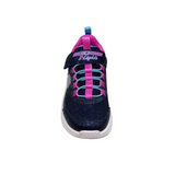 Skechers S-Lights girls' navy light-up trainers with pink and turquoise accents