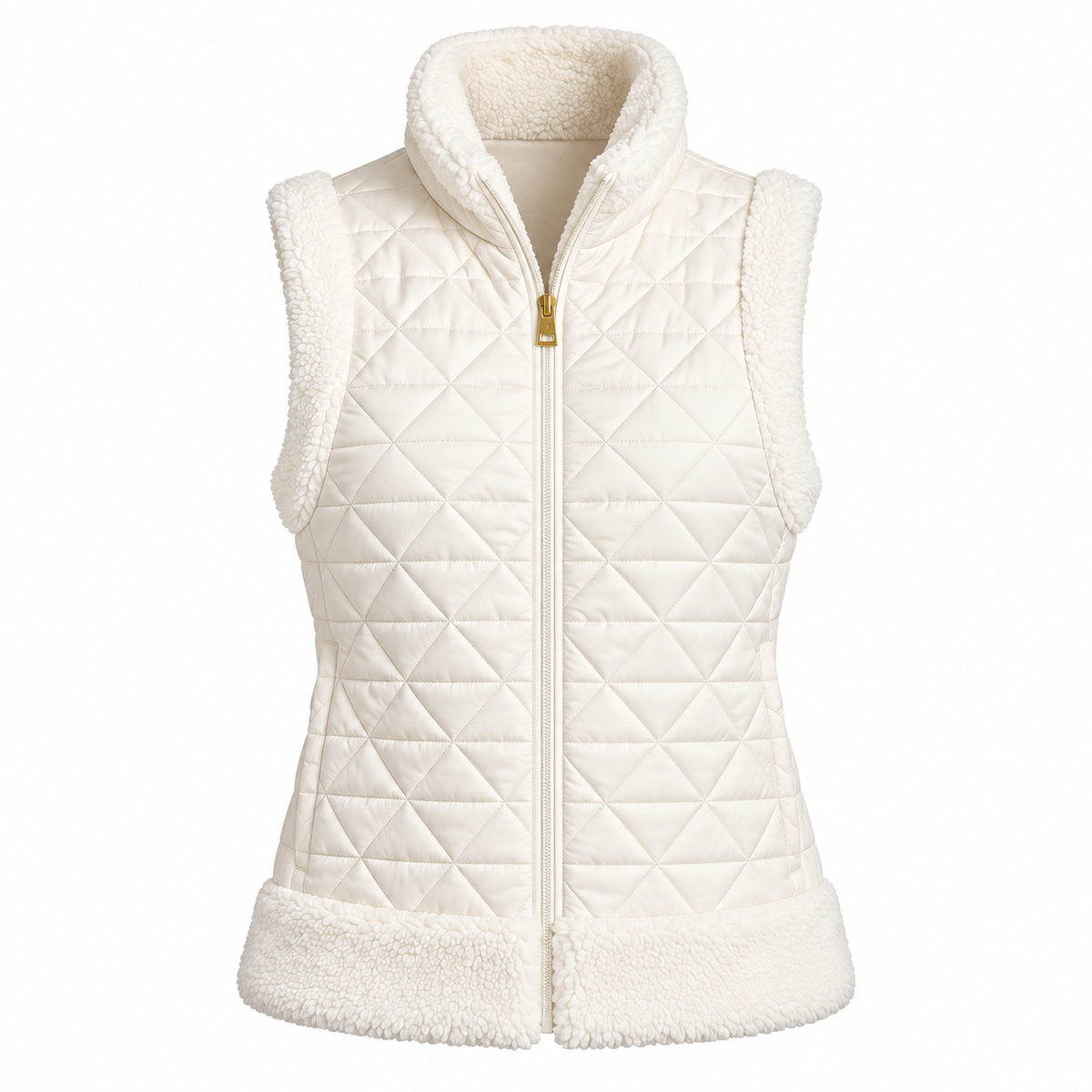 Skechers Womens Gilet Cozy Fit Dimaond Off White