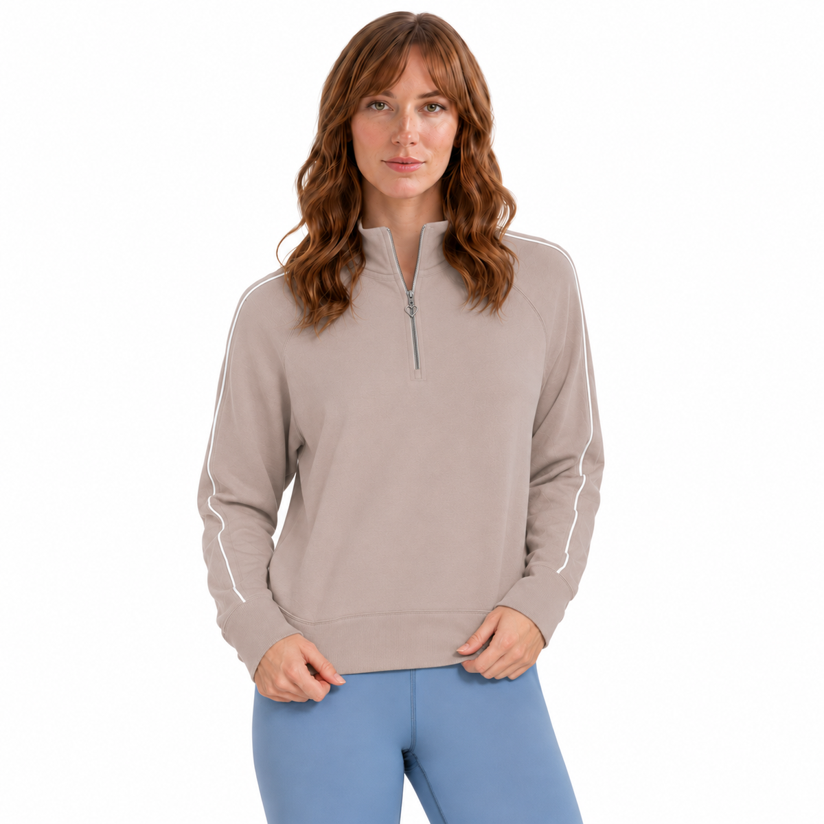 Skechers Skechsoft Elevate women's taupe quarter-zip top