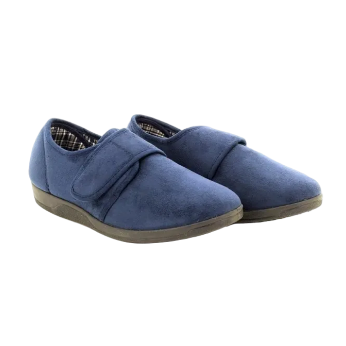 Sleepers men's navy and blue slipper with touch-fastening strap