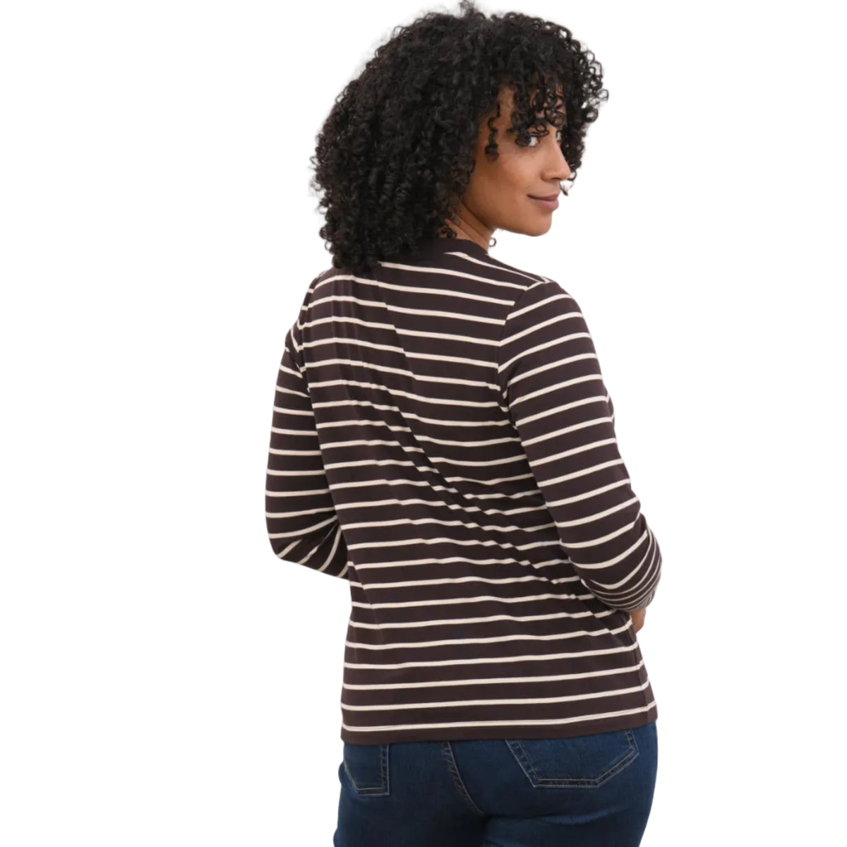 Lighthouse women's Sorcha top in cocoa and cream stripe