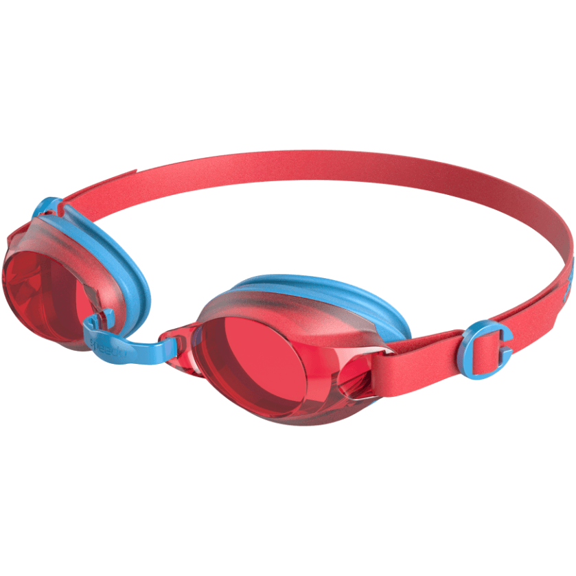Speedo Jet V2 kids' blue and red swimming goggles