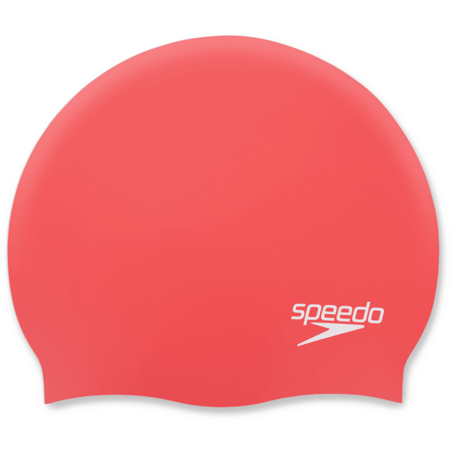 Speedo Adults Plain Moulded Silicone Cap Red/White - Donaghys
