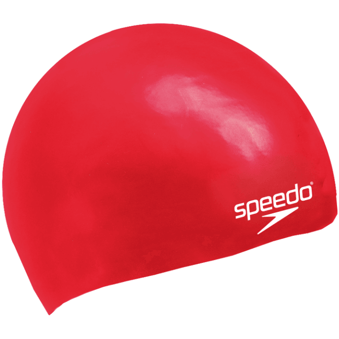 Speedo Kids Plain Moulded Silicone Cap Red/White - Donaghys