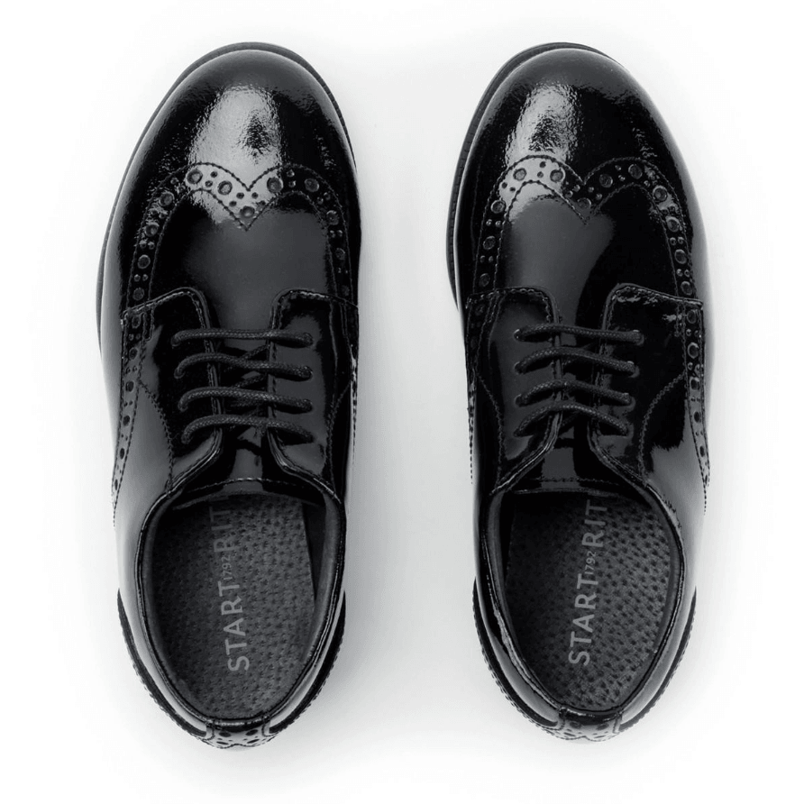 Startrite Girls Shoe Brogue Pri Black Patent - Donaghys