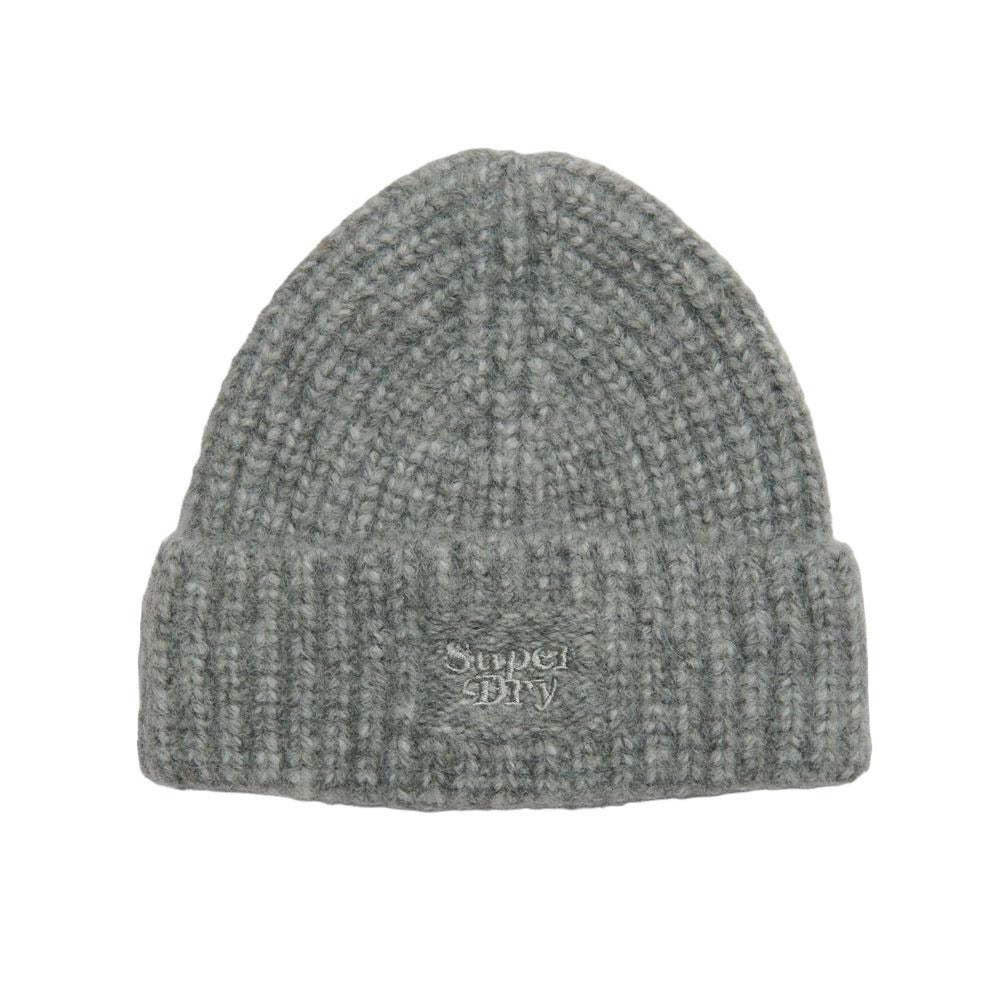 Superdry Womens Rib Knit Beanie Hat Grey Marl