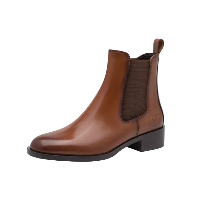Tamaris women's cognac leather Chelsea boot