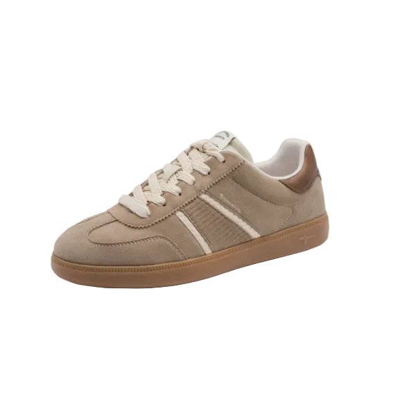 Tamaris women's taupe suede lace-up trainer