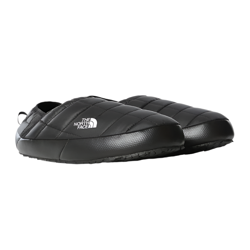 Black insulated slip-on mule slippers with quilted design and rubber soles