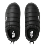 Black quilted slip-on mule slippers with logo, cushioned for warmth and comfort