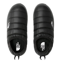 Black quilted slip-on mule slippers with logo, cushioned for warmth and comfort