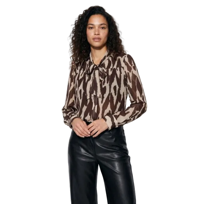 Tiffosi Jordania women's chocolate brown printed shirt