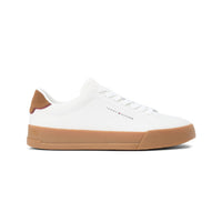 Tommy Hilfiger Mens Trainer Court Leather Detail Essential Ecru/Regatta Red