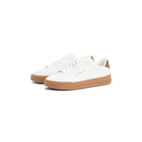 Tommy Hilfiger Mens Trainer Court Leather Detail Essential Ecru/Regatta Red
