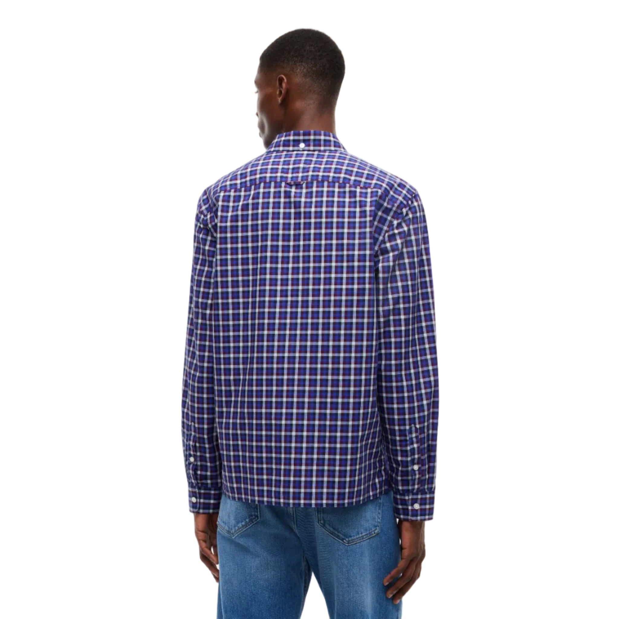 Tommy Jeans Mens Shirt Poplin Pattern Deep Marine Small Check