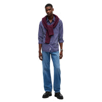 Tommy Jeans Mens Shirt Poplin Pattern Deep Marine Small Check