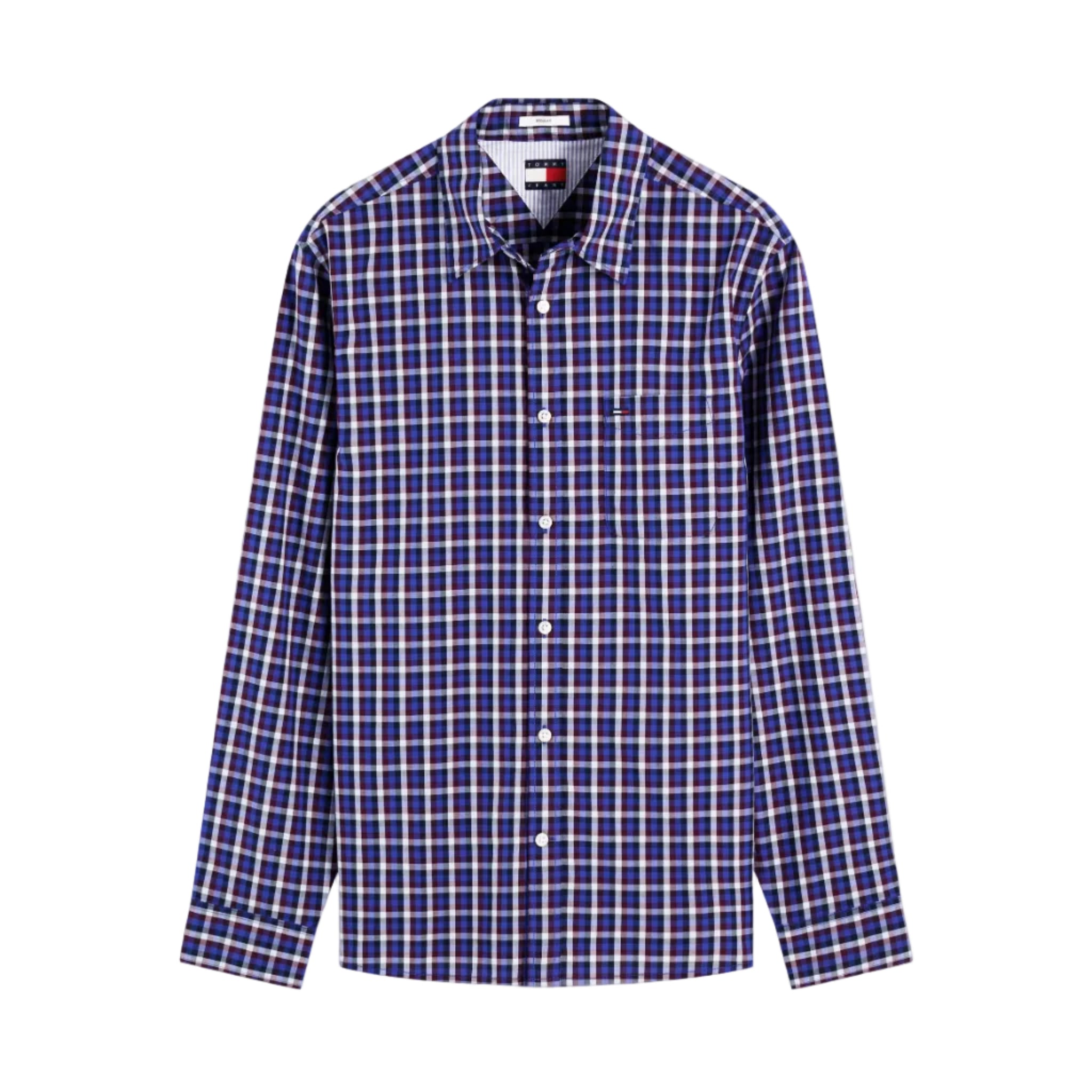 Tommy Jeans Mens Shirt Poplin Pattern Deep Marine Small Check
