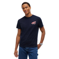 Tommy Jeans Mens T-Shirt Sign Backprint Dark Blue