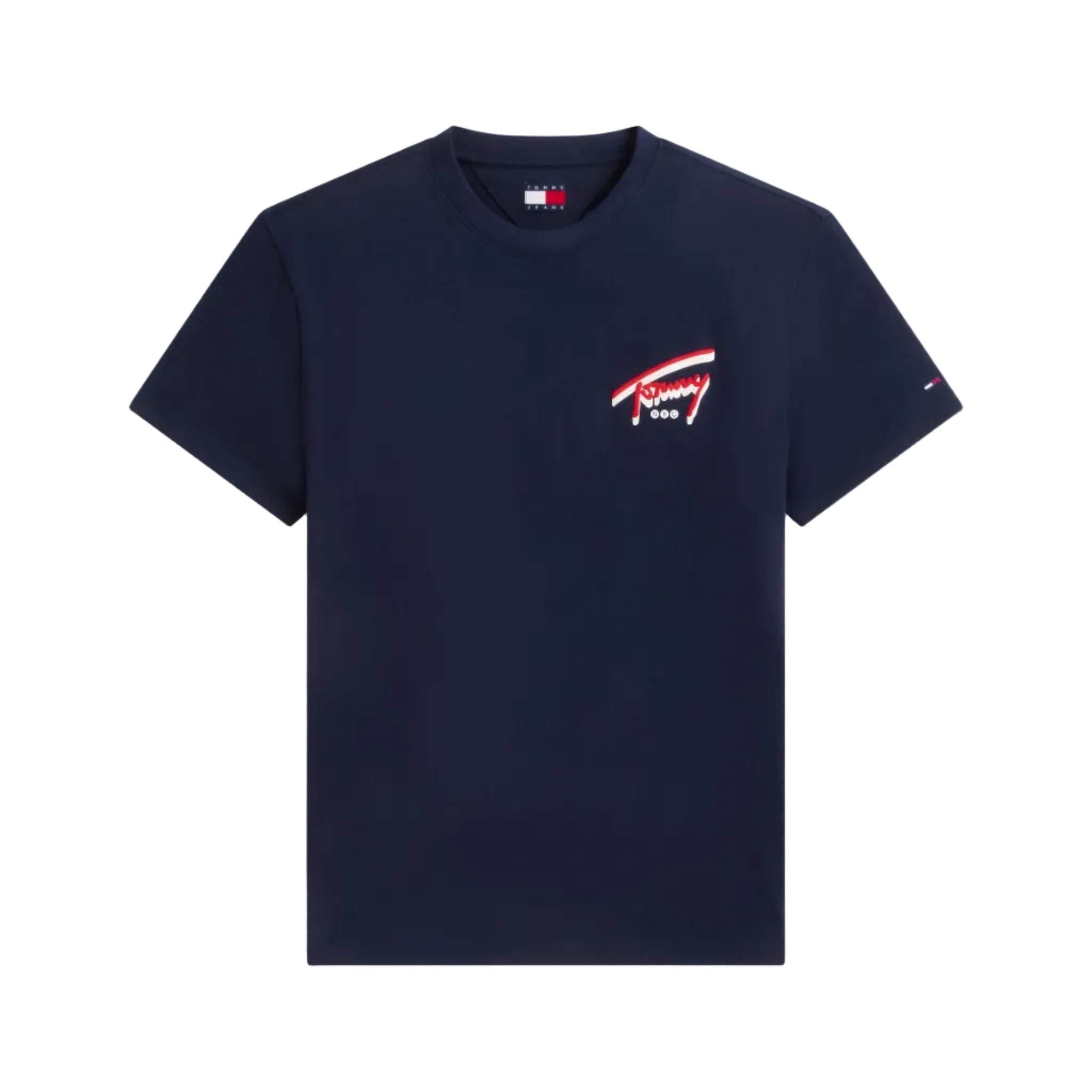 Tommy Jeans Mens T-Shirt Sign Backprint Dark Blue