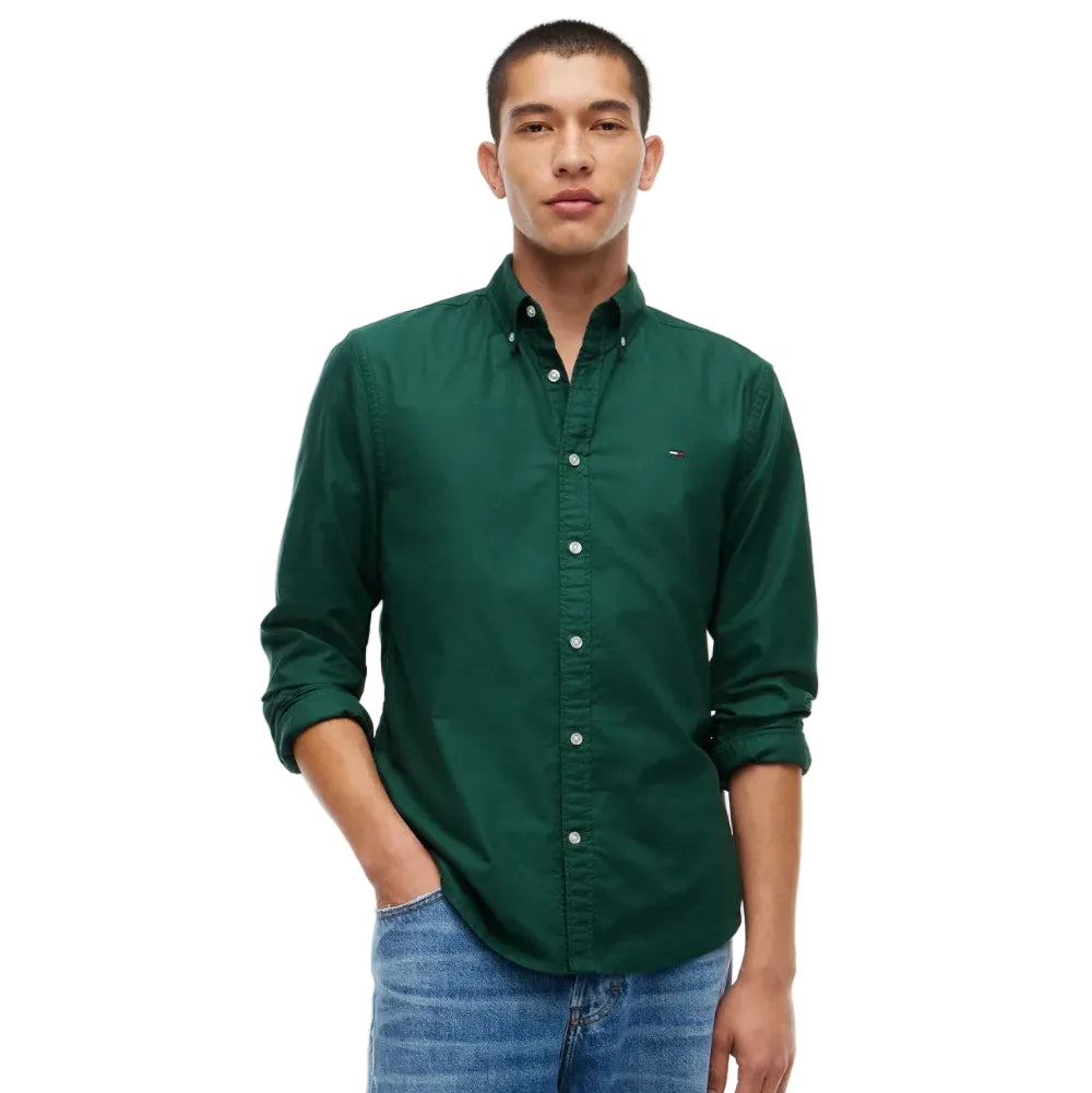 Tommy Jeans men's velvet green regular shirt