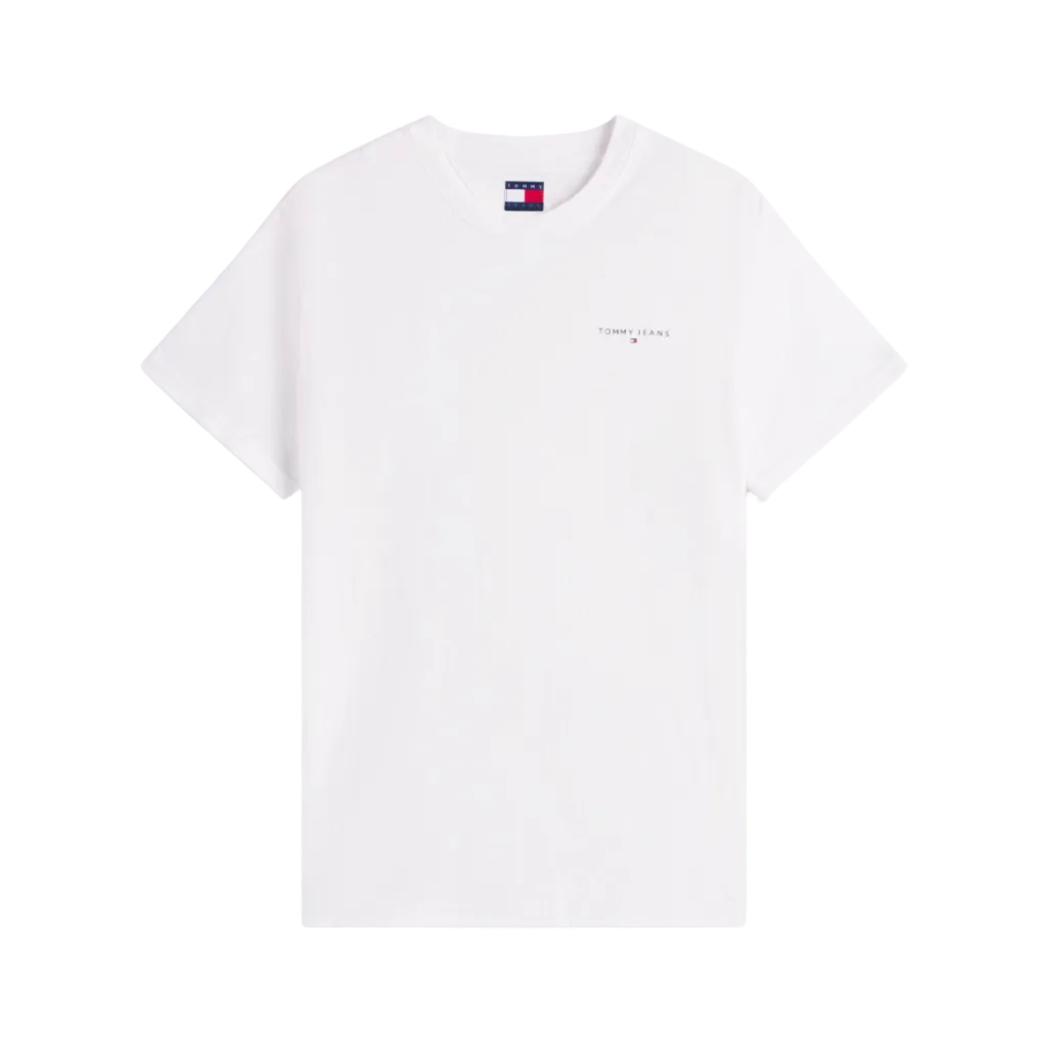 Tommy Jeans Mens T-Shirt Slim Linear Chest Ecru