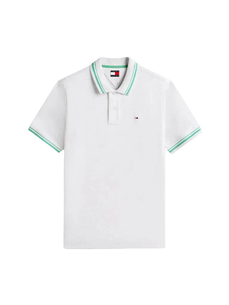 Tommy Jeans Mens Polo Regular Tipped Ice Grey Heather
