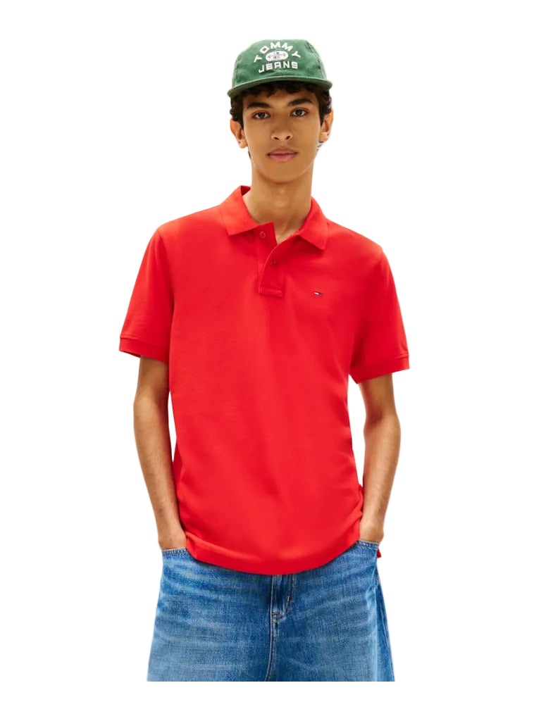 Tommy Jeans Mens Polo Regular Essential Rapid Red