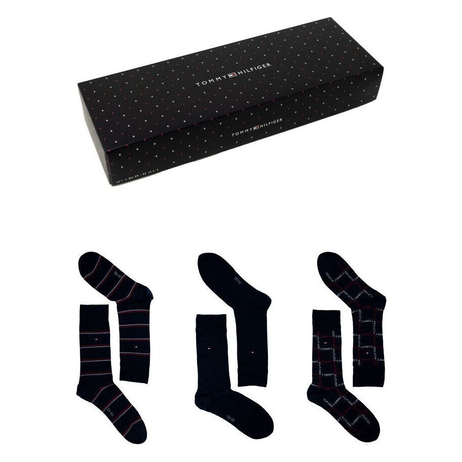 Men's black patterned socks gift box set with assorted stripe and check designs