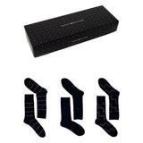 Men's black patterned socks gift box set with assorted stripe and check designs
