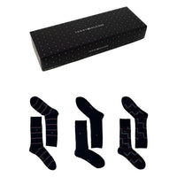 Men's black patterned socks gift box set with assorted stripe and check designs