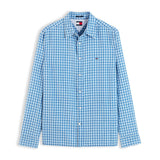 Tommy Jeans Mens Shirt Regular Dobby Check Shirt Westside Blue Small Check