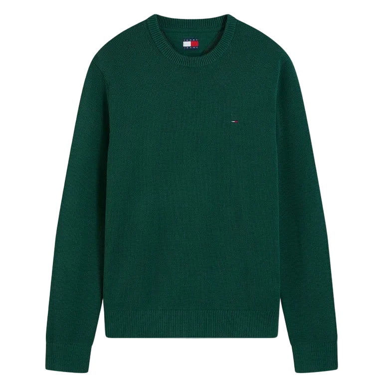 Tommy Jeans Mens Sweater Slim Essential Velvet Green