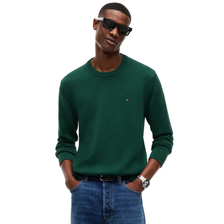 Tommy Jeans Mens Sweater Slim Essential Velvet Green