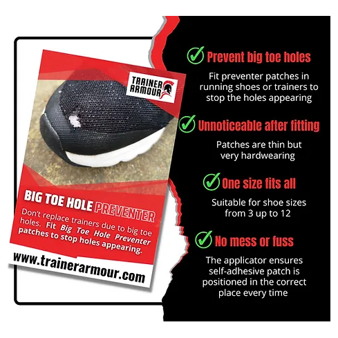 Trainer Armour Big Toe Hole Preventer Black