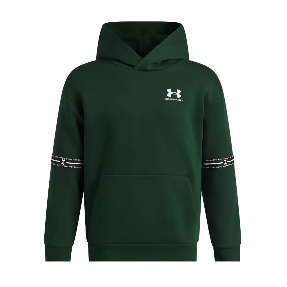 Under Armour boys' green and white fleece hoodie