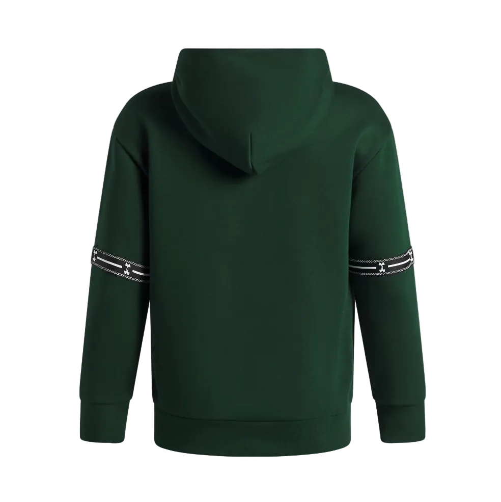 Under Armour Boys Hoodie Icon Fleece Taped Forest Green/Ivy White