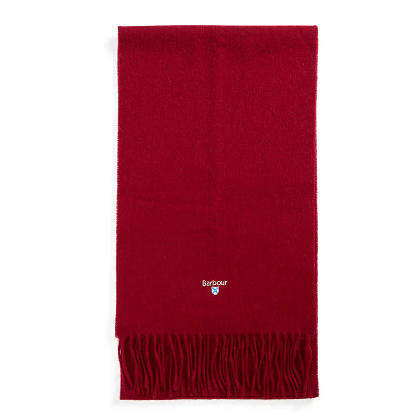 Barbour Unisex Scarf Plain Lambswool Biking Red