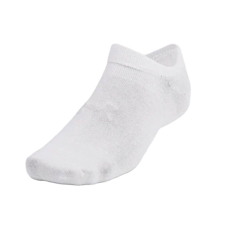 Under Armour Unisex Essential 6-Pack No-Show Socks White/Halo Grey